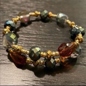 Wire beaded wrap around bracelet